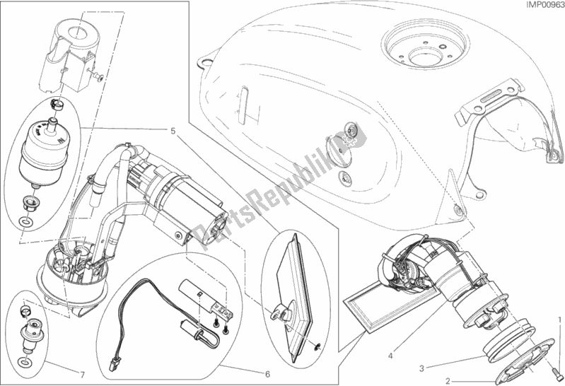 Alle onderdelen voor de Benzine Pomp van de Ducati Scrambler Icon Thailand USA 803 2018